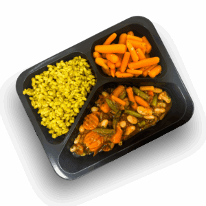 Warzywny gulasz z białą fasolą, marchew baby